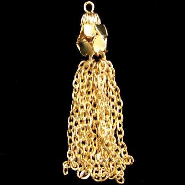 Gold Plate 2.5 Inch Chain Tassel With Heat Detail