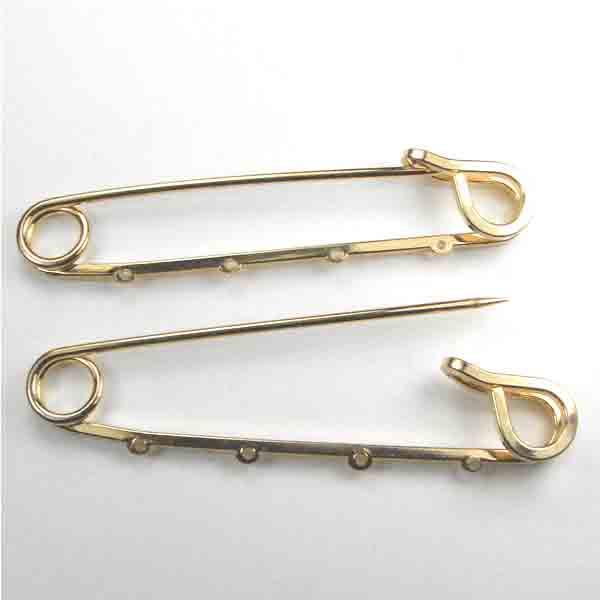 Gold Plate 2.5 inch Safety Pin With 4 Loops