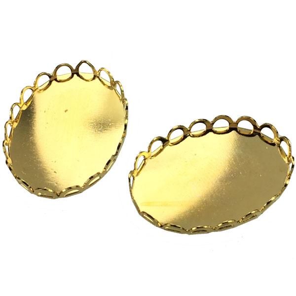 Gold Plate 25x18MM Lace Edge Cabochon Setting Bezel