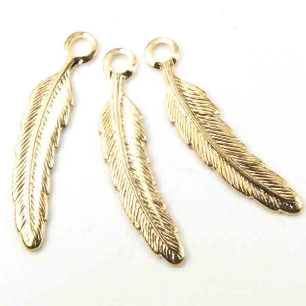 Gold Plate 25x5MM Right Facing Feather