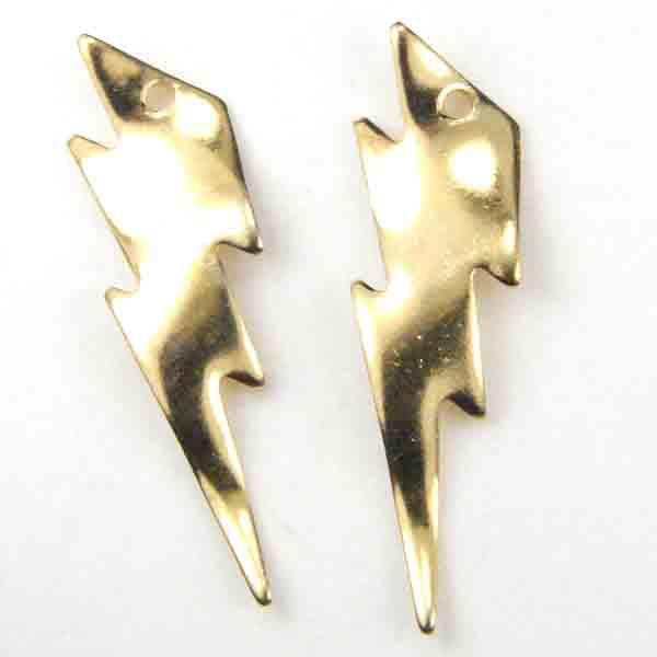 Gold Plate 25x7MM Wavy Lightning Bolt