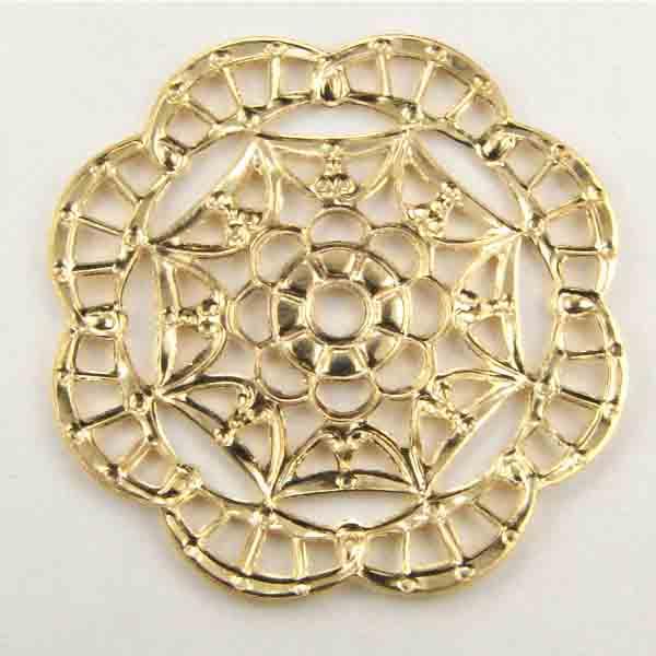 Gold Plate 27MM Round Filigree