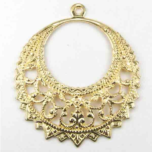 Gold Plate 28MM Round Filigree Pendant