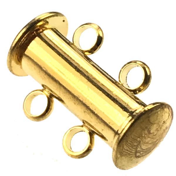 Gold Plate 2 Strand 15x10MM Magnetic Tube Slide Clasp