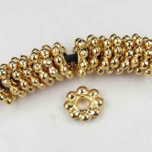 Gold Plate 2x7MM Beaded Rondelle