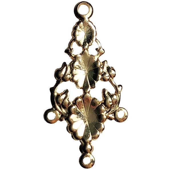 Gold Plate 31x16MM 1 to 3 Loop Chandelier Connector