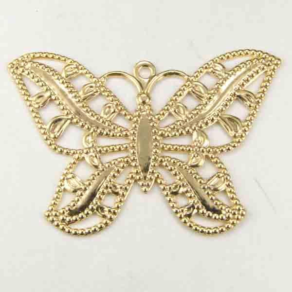 Gold Plate 32x22MM Filigree Butterfly