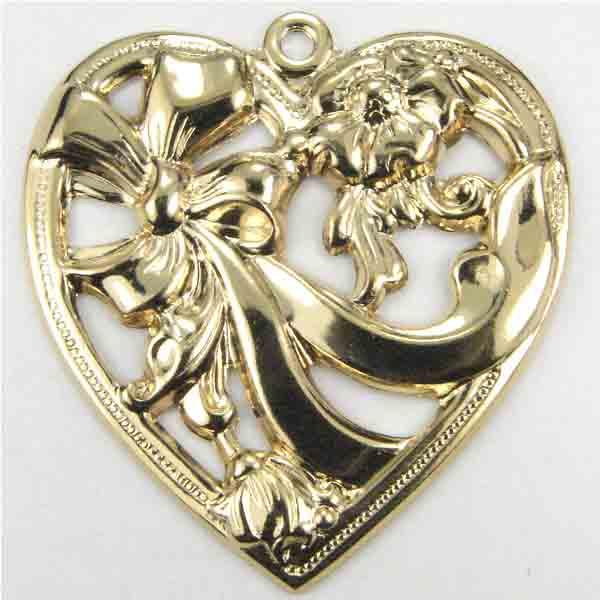 Gold Plate 35MM Openwork Floral Heart