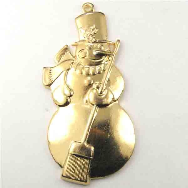 Gold Plate 35x17MM Snowman Stamping