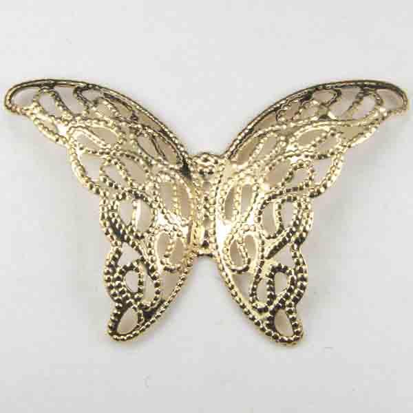 Gold Plate 39x26MM Filigree Butterfly