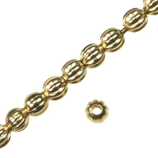 Gold Plate 3MM Corrugated (Melon) Bead