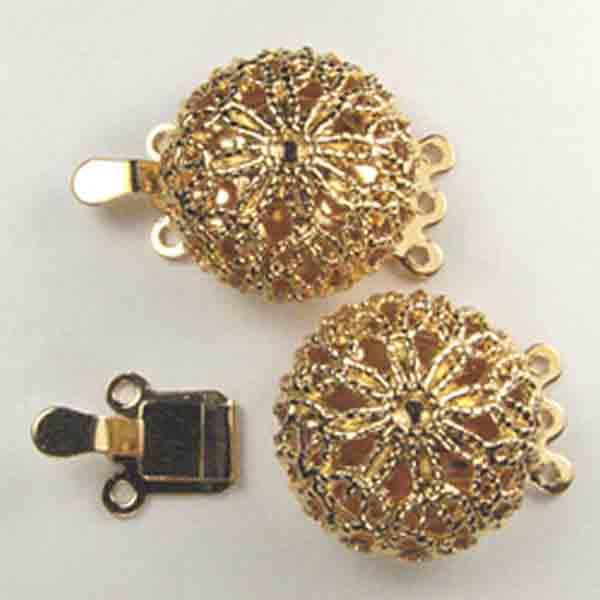 Gold Plate 3 Strand 18MM Filigree Box Clasp