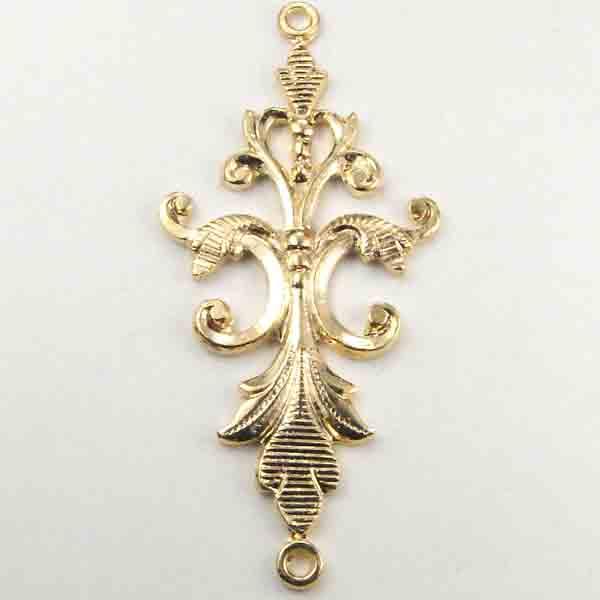 Gold Plate 40x18MM Solid Ornate Connector