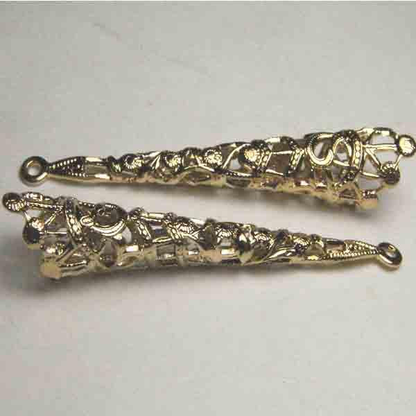 Gold Plate 41X6MM Filigree Cone With Loop