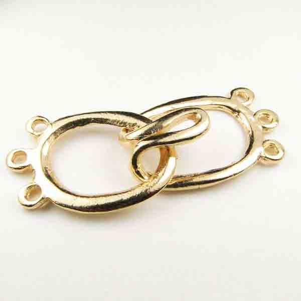 Gold Plate 42x16mm 3 Strand Clasp