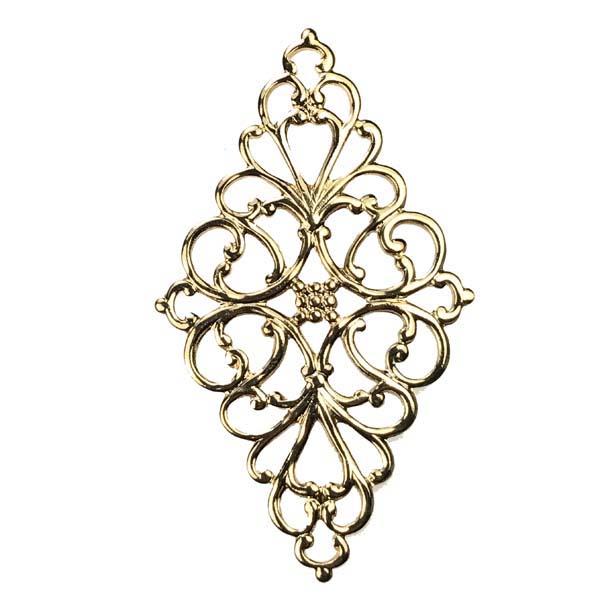 Gold Plate 45x26MM Diamond Filigree