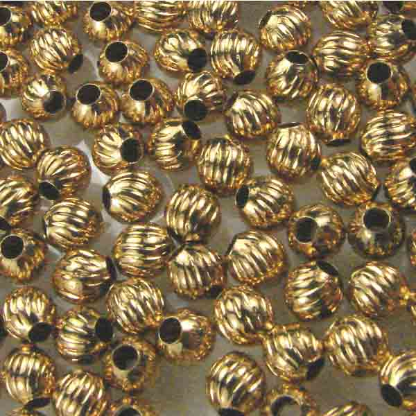 Gold Plate 4MM Corrugated (Melon) Ball Bead