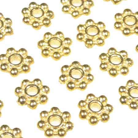 Gold Plate 4MM Heishi (Daisy) Rondelle Spacer with Beaded Edge