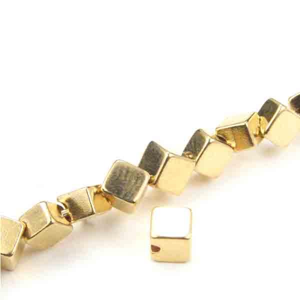 Gold Plate 4MM Solid Machined Cube