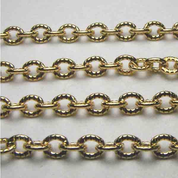 Gold Plate 4X3MM Textured Oval Cable Chain
