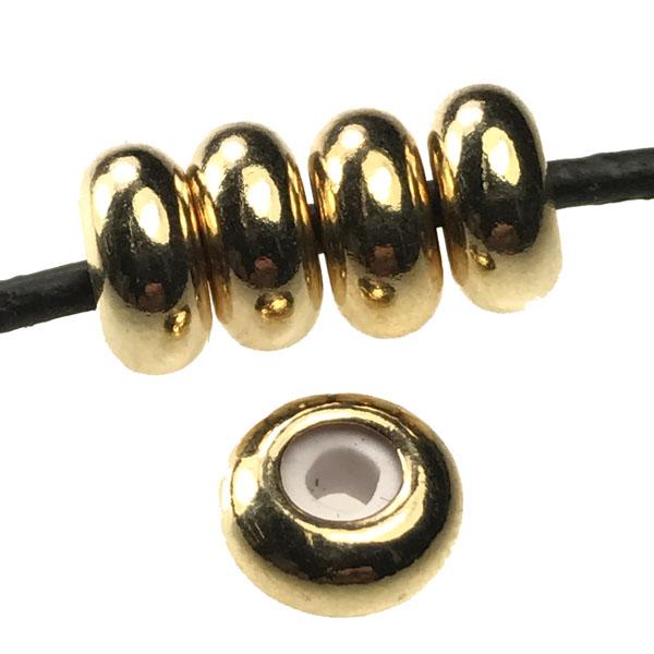 Gold Plate 4x8MM Rondelle Stopper Bead