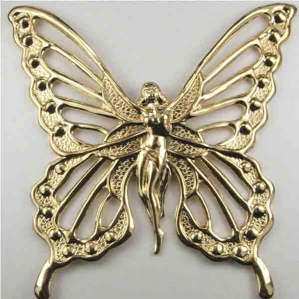 Gold Plate 56MM Openwork Female Form Butterfly