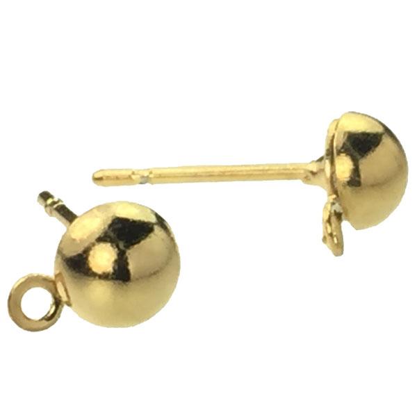 Gold Plate 5MM Half Ball Earring Post
