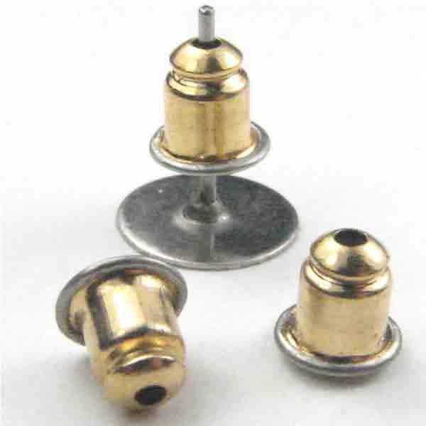 Gold Plate 5MM Nut Earring Back With Surgical Steel End