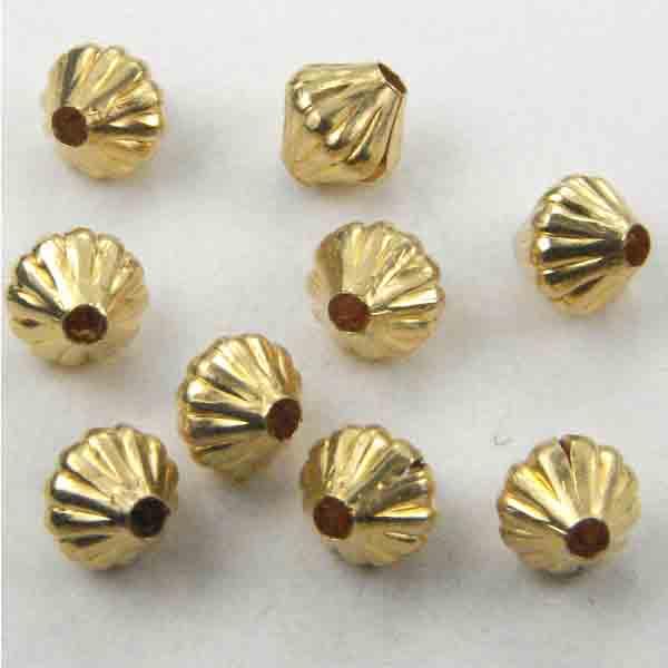 Gold Plate 5MM Ribbed Bicone