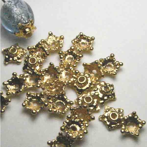 Gold Plate 6.5MM Textured Star Bead Cap