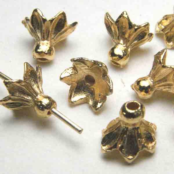 Gold Plate 6x7MM Leaf Bead Cap