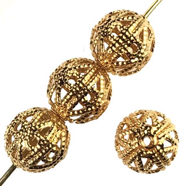 Gold Plate 8MM Filigree Ball