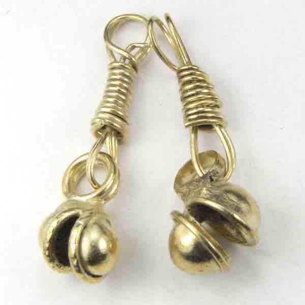 Gold Plate 9MM Clapless Bell With Wrapped Wire Hanger