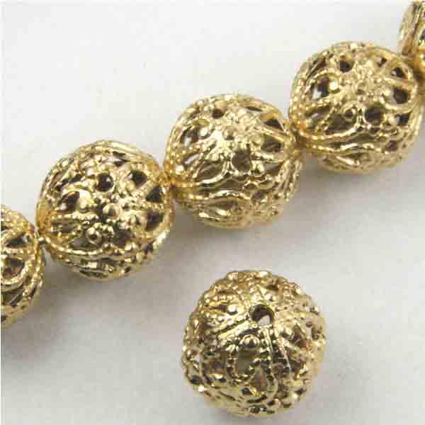 Gold Plate 9MM Filigree Ball