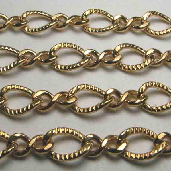 Gold Plate 9x6MM Textured Figure 8 Chain