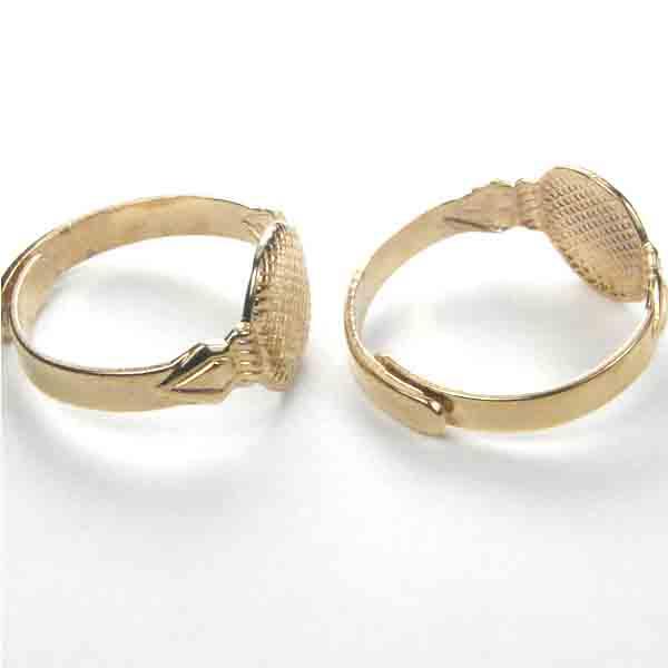 Gold Plate Adjustable Finger Ring With 10MM Gluing Pad