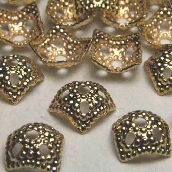 Gold Plate Bead Cap Squared Textured fits 8mm beads