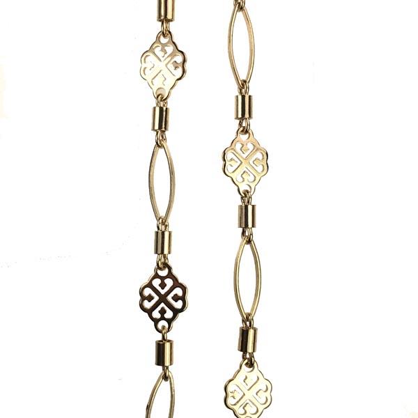Gold Plate Chain 8MM Filigree Link With 4MM Barrel and 11x5MM Oval Link