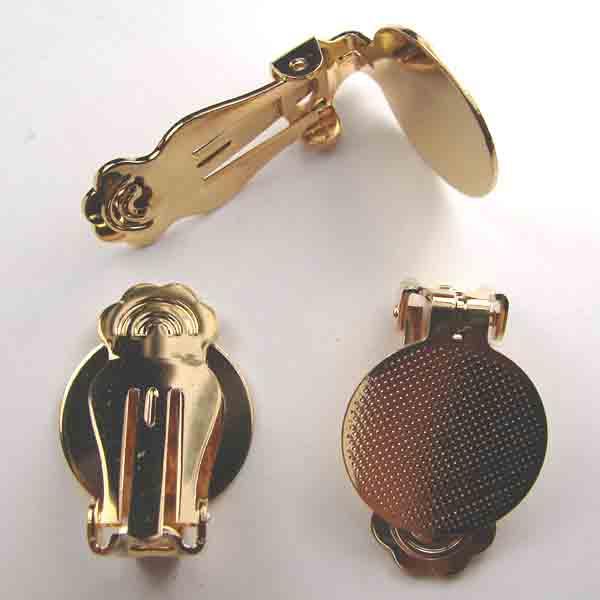 Gold Plate Ear Clip With 15MM Gluing Pad