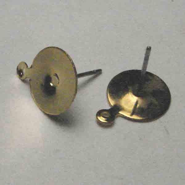 Gold Plate Ear Ear Post With 9MM Pad And Hangling Loop