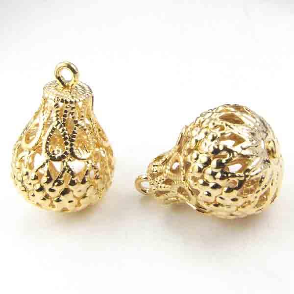 Gold Plate Filigree Tear 15MM