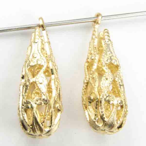 Gold Plate Filigree Tear 16X6MM