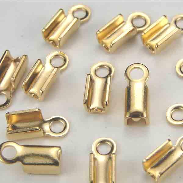 Gold Plate Fold Over 2MM Cord End