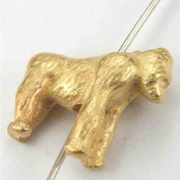 Gold Plate Gorilla 14mm Bead 3-D