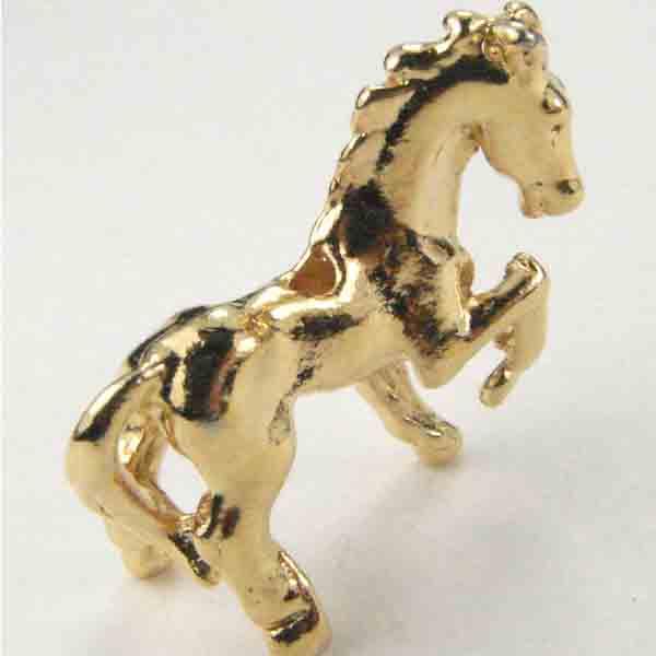 Gold Plate Horse 19MM Bead 3-D