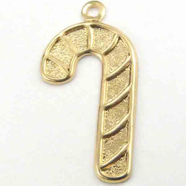 Gold Plate Left Facing 20x12MM Candy Cane