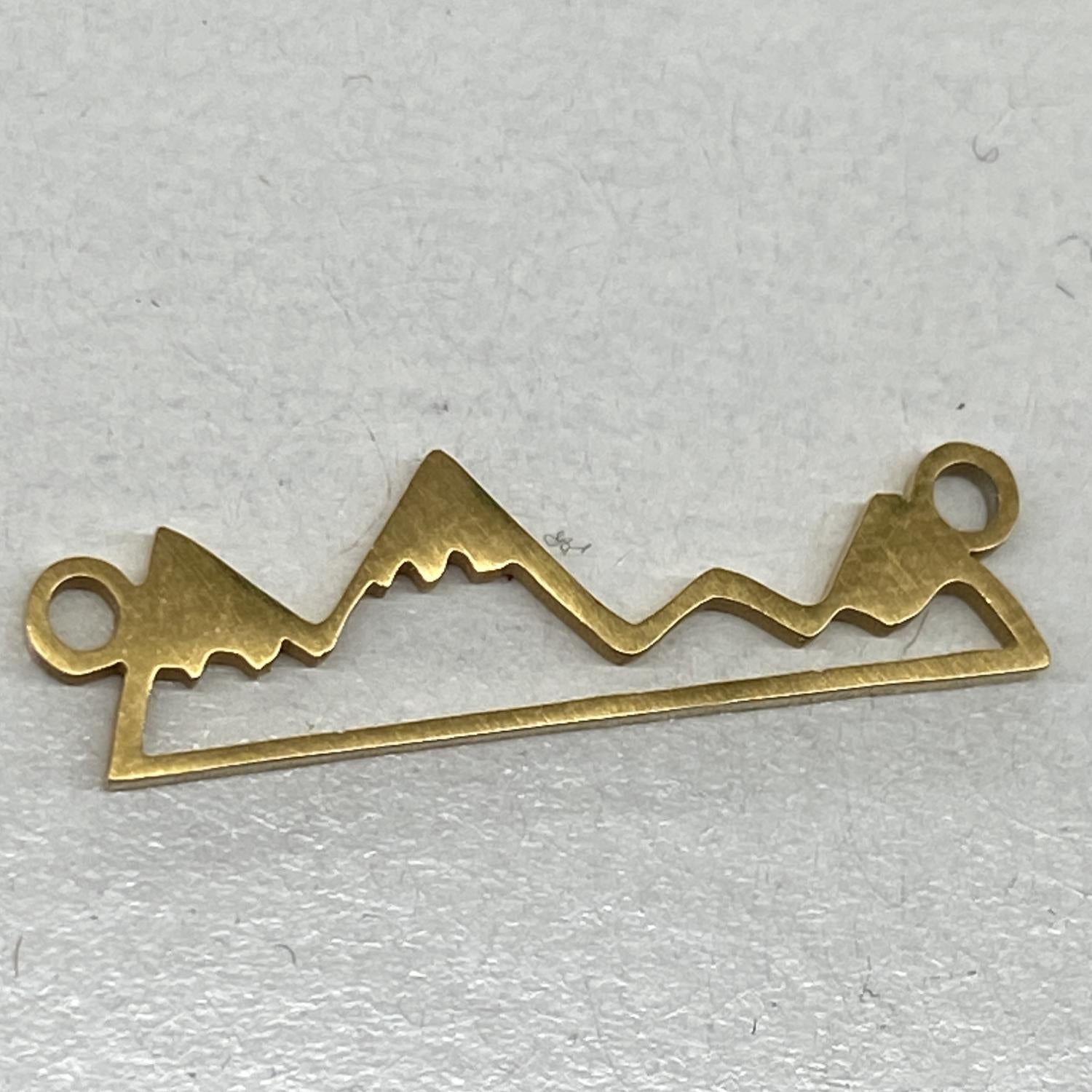 Gold Plate Stainless Steel 20x6MM Mountain Scene
