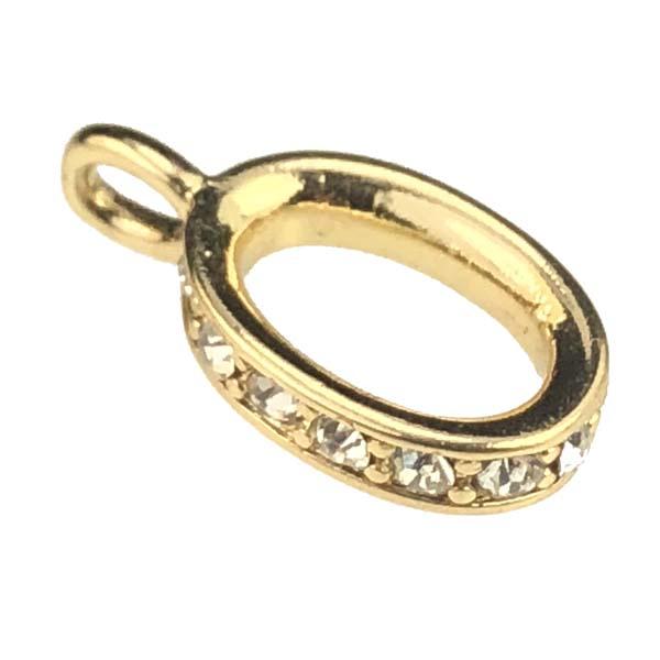 Gold Plate With Crystal Rhinestone 7x5MM Lobster Clasp Connector Ring