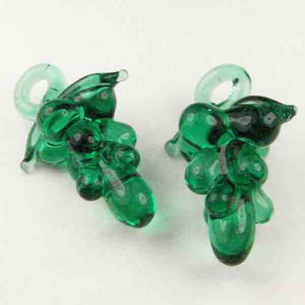 Green Grape Blown Glass 20x16MM Pendant