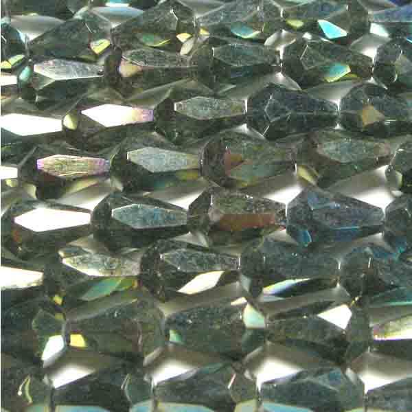 Green Iris 12x8MM Fire Polish Tear